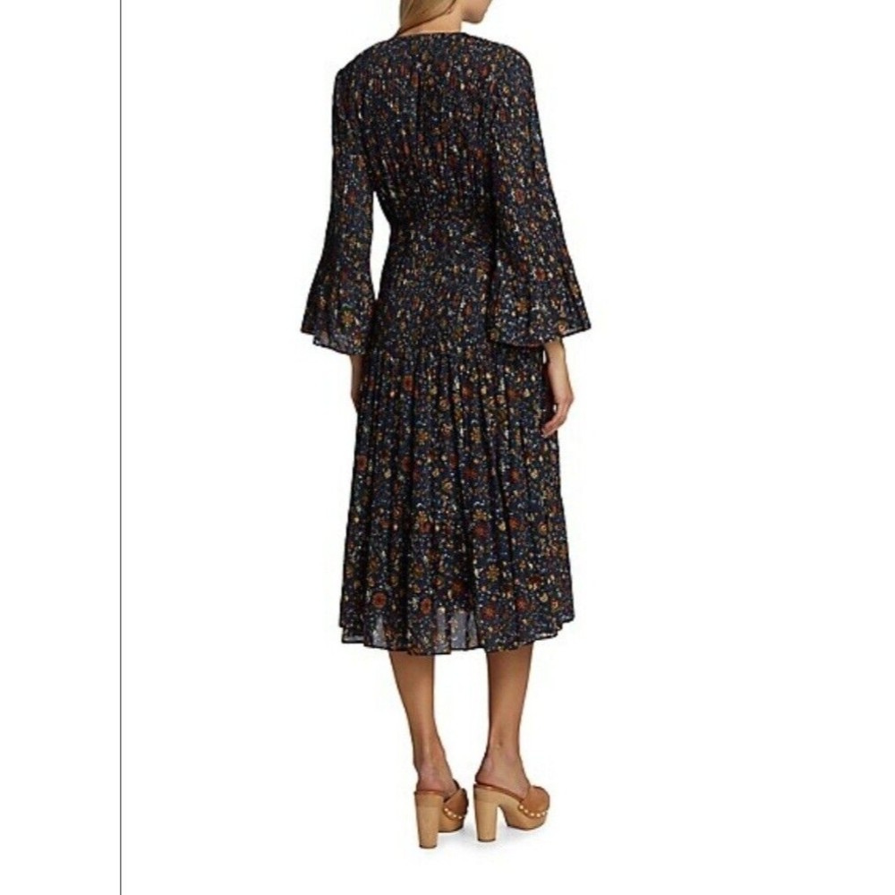 Veronica Beard Shireen Pleated Floral Midi-Dress Size 10 - Picture 2 of 5